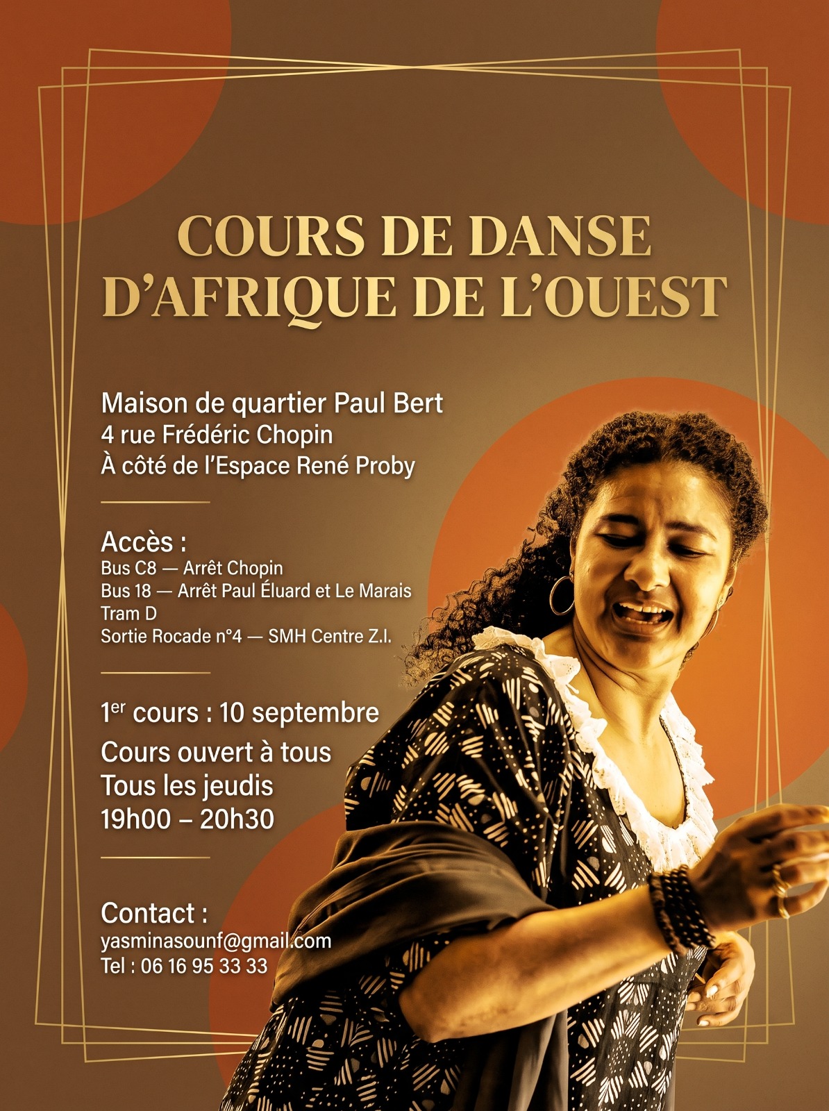 Affiche - Cours de danse d'Afrique de l'Ouest, Maison de quartier Paul Bert